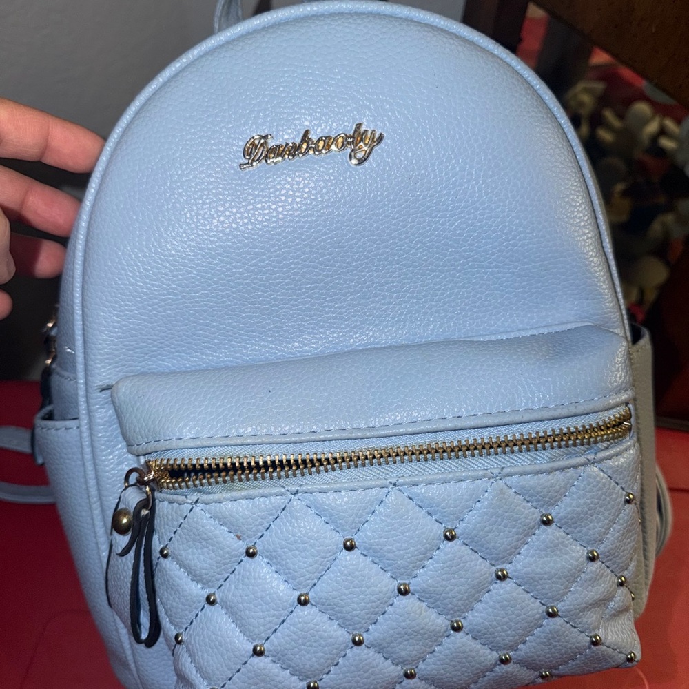 Light Blue Quilted Mini Backpack